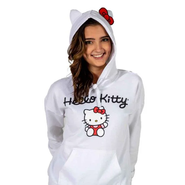 Hello Kitty 3D Ears Juniors Cosplay Hoodie Hoodie with Raglan Sleeves Sporty Comfortable