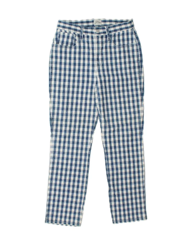 J. CREW Womens Straight Casual Trousers W27 L27 Blue Gingham Cotton Trousers Denim Blue