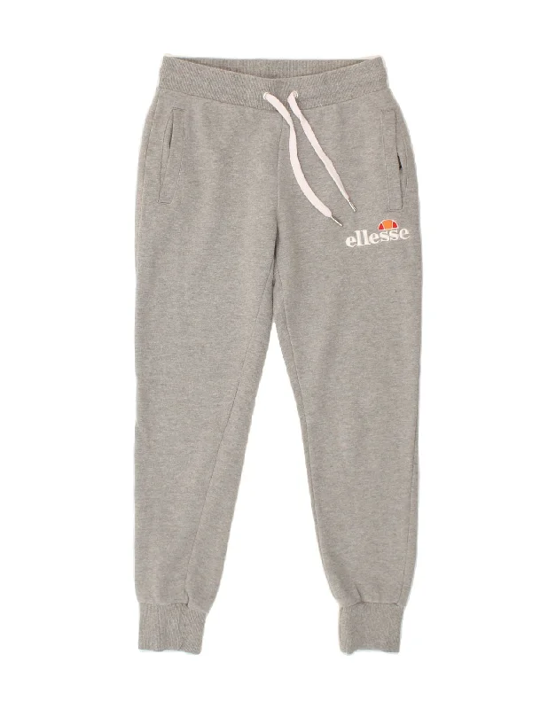 ELLESSE Womens Graphic Tracksuit Trousers Joggers UK 8 Small Grey Cotton Trousers Hiking Durable