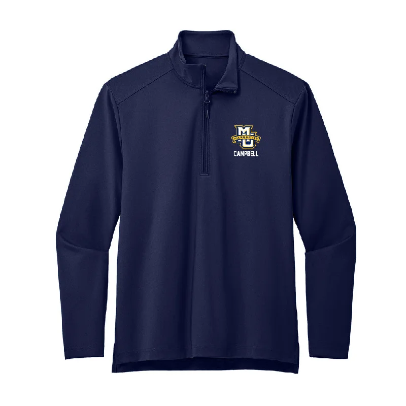 Marquette - NCAA Women's Track & Field : Olivia Campbell - Premium Quarter Zip Jacket Boat Neck Shawl Collar Notched Collar