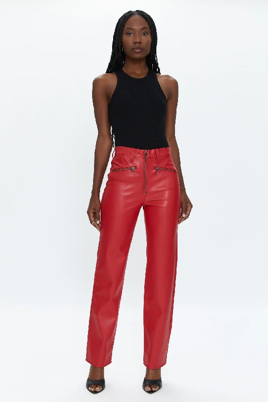 Pistola Cassie Exposed Zipper Super High Rise Straight Pant in Garnet Classic Chino Pants