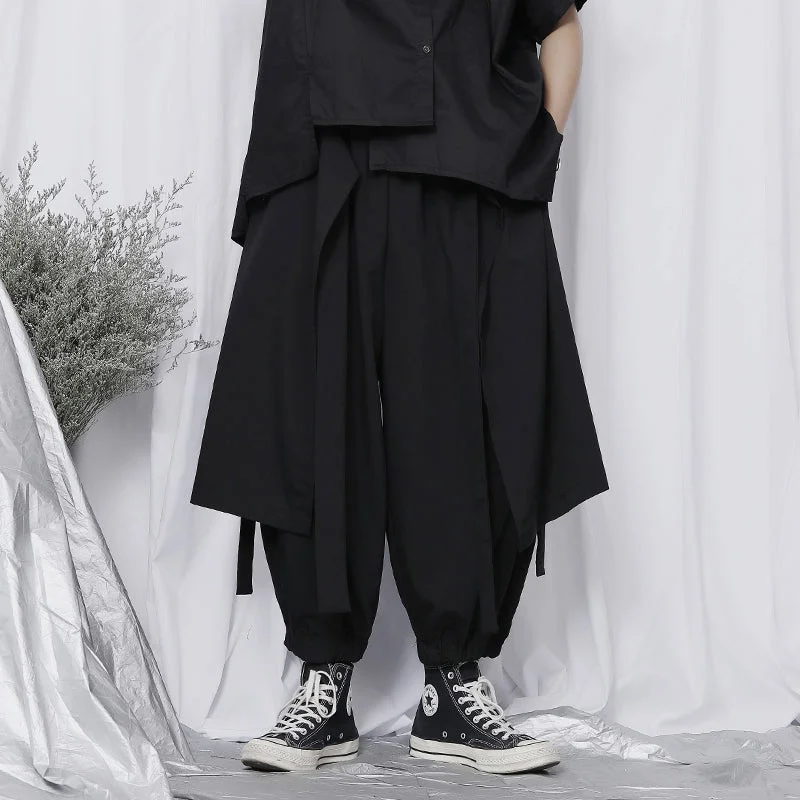 Black Oversized Loose Cropped Pants Modern Bootcut Pants
