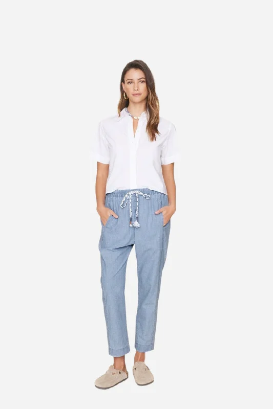 Xirena Draper Pants in Dusty Blue Trendy Wide-Legged Trousers