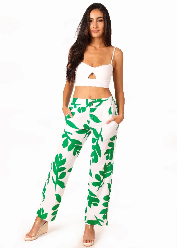 'Mallory' Flare Cotton Pants Print Classic Cropped Pants