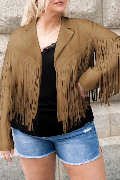 Plus Size Fringe Open Front Jacket Appliqued Jacket Beaded Jacket Sequined Jacket