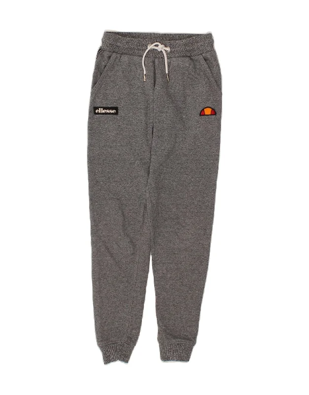 ELLESSE Womens Graphic Tracksuit Trousers Joggers UK 4 XS Grey Colourblock Trousers Travel Practical