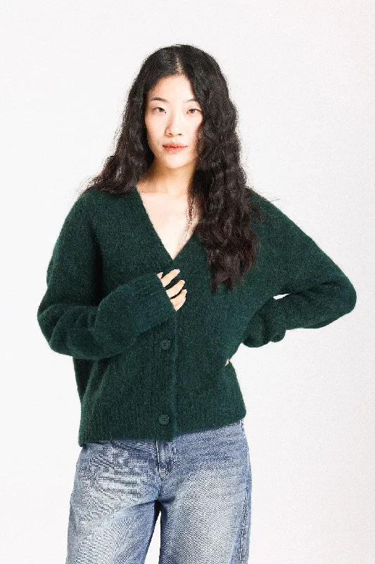 Lara Alpaca Wool Knit Cardigan  - Forest Casual Formal Business