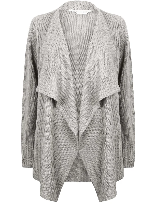 Daisy Waterfall Soft Knitted Cardigan in Harbor Mist - Amara Reya Cashmere Blend Cotton Blend Poly Blend