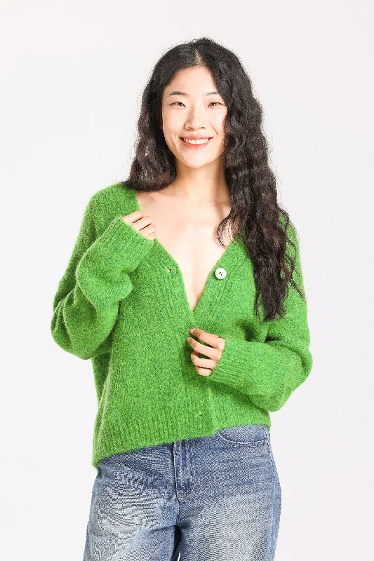 Lara Alpaca wool  Knit Cardigan - Green Machine Wash Dry Clean Hand Wash