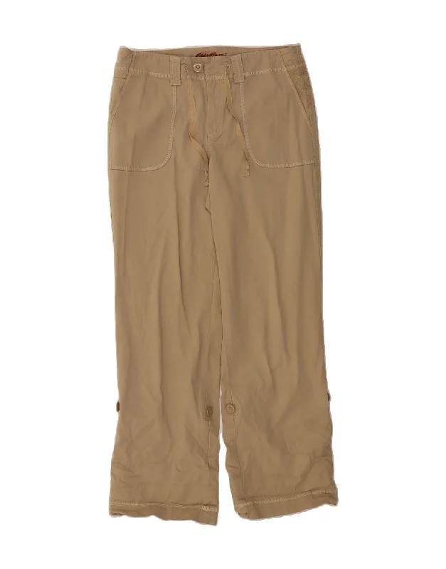 EDDIE BAUER Womens Straight Chino Trousers US 10 Large W32 L30 Beige Trousers Culottes Wide Leg