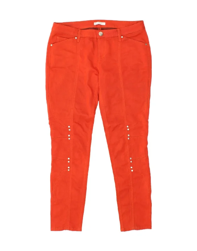 VERSACE Womens Skinny Casual Trousers W29 L28 Orange Modal Trousers Vintage Classic