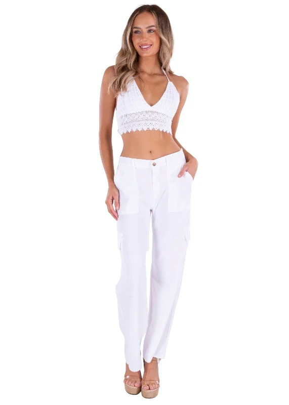 'Lilo' Flare Pants White Soft Wool Pants