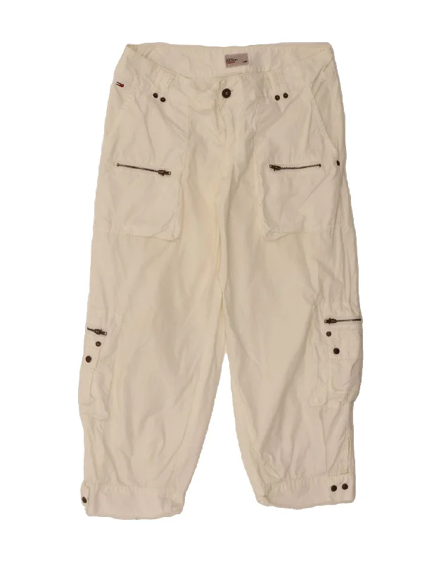 TOMMY HILFIGER Womens Capri Cargo Trousers W32 L24 White Cotton Trousers luxurious high-end