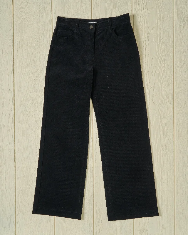 Women's Five Pocket Pant in Black Corduroy Formal Slim Pants