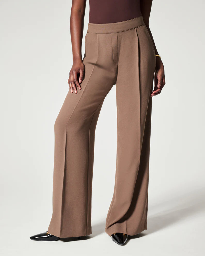 Spanx Crepe Pleated Trouser | Cedar Trousers Canvas Durable