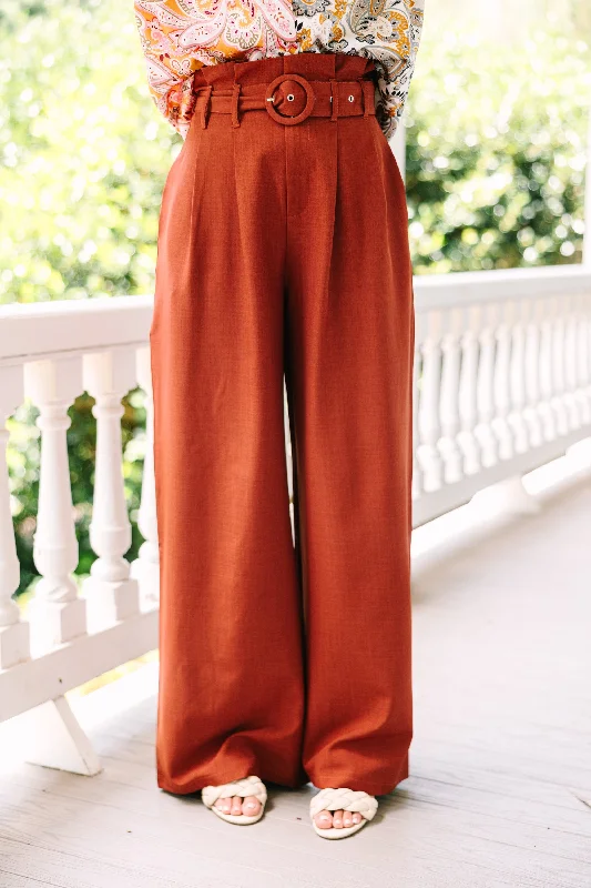 Day At The Office Brown Wide Leg Trousers Trousers Bootcut Casual