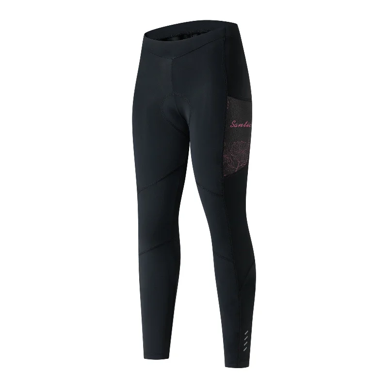 Santic Women's Cycling Pants 4D Padded Bicycle Tights Pink Slim-Fit Khaki Pants