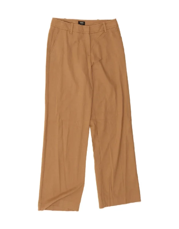 OASIS Womens Straight Chino Trousers UK 8 Small W34 L31  Brown Polyester Trousers Palazzo Wide Leg