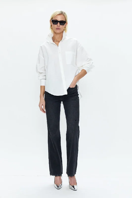 Pistola Cassie Super High Rise Straight Pants in Pepper Vintage Comfy Zip-Up Pants
