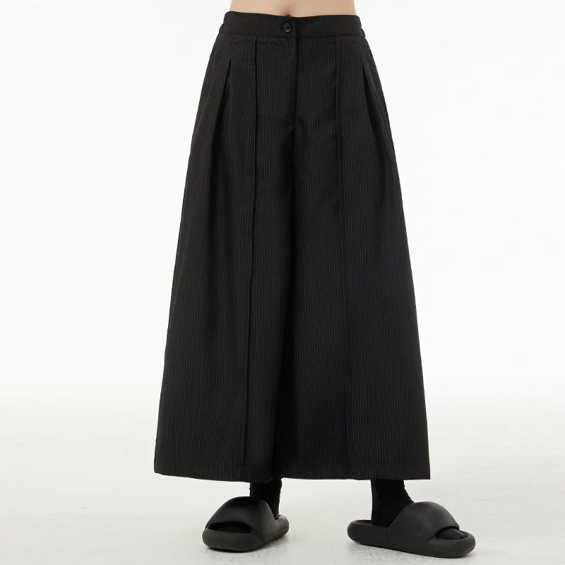 Pleated Striped Wide Leg Pants Elegant Dress Pants