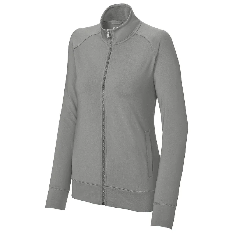 Sport-Tek Women's Charcoal Grey Sport-Wick Stretch Full-Zip Cadet Jacket Wool Jacket Cashmere Jacket Tweed Jacket