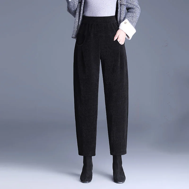 Plush High Waist Loose Thickened Corduroy Harem Pants Cozy Fitted Pants