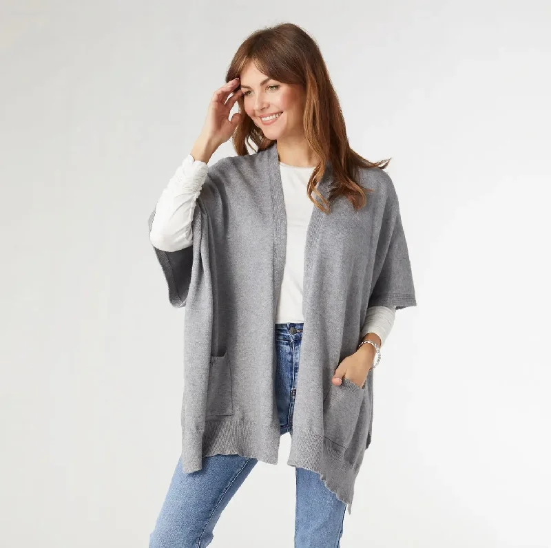 Grey Pocket Cardigan Boxy Cardigan Fitted Cardigan A-Line