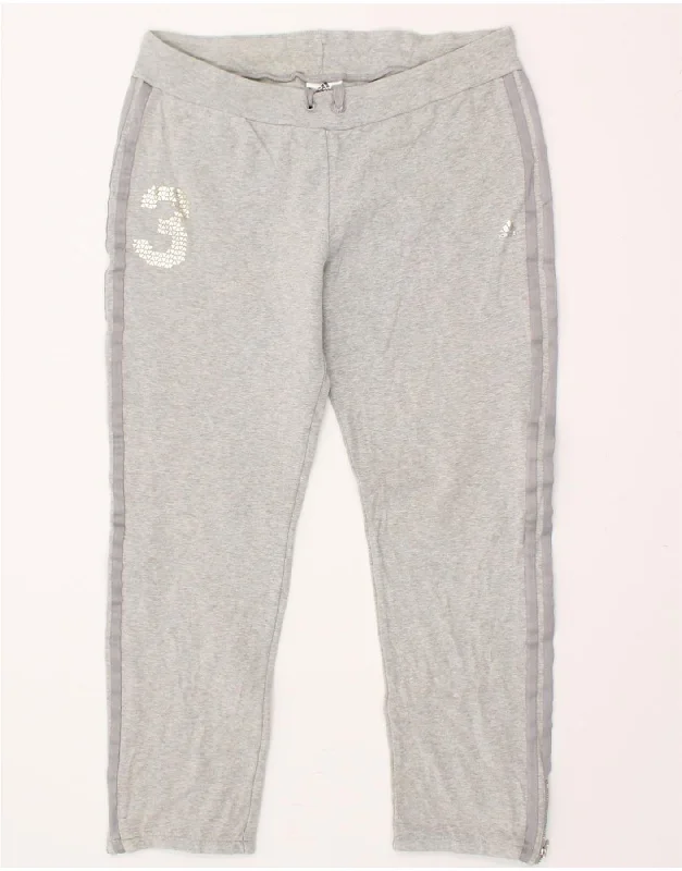 ADIDAS Womens Crop Tracksuit Trousers UK 12-14 Medium  Grey Cotton Trousers versatile functional