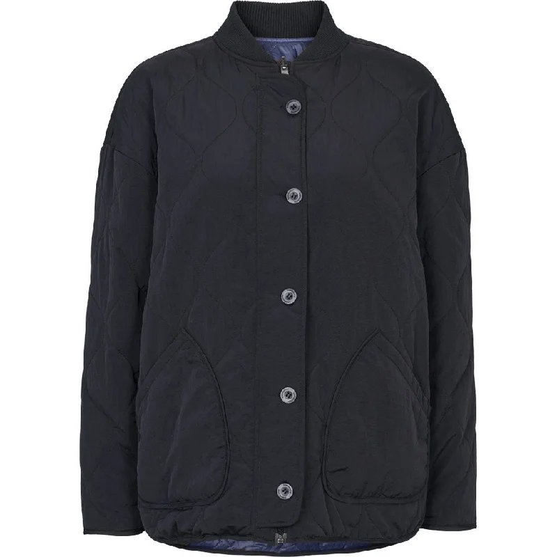 Basic Apparel - Ruby Loose Jacket - Sort / Folkstone grå Front Pockets Side Pockets Patch Pockets