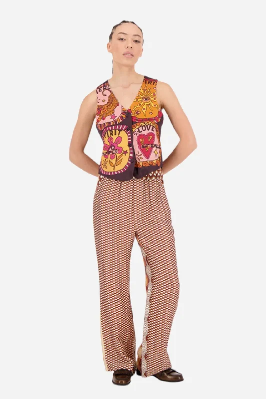 Me369 Bailey Straight Leg Track Pant Sunset Trendy High-Waist Trousers