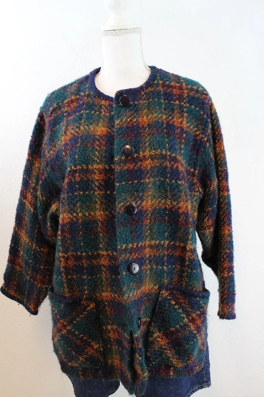 Vintage Weave O The Irish Cardigan (S) Open Front Closed Front Wrap Front