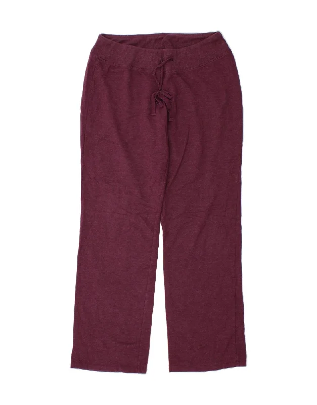 EDDIE BAUER Womens Tracksuit Trousers UK 14 Large  Burgundy Cotton Trousers Running Lightweight