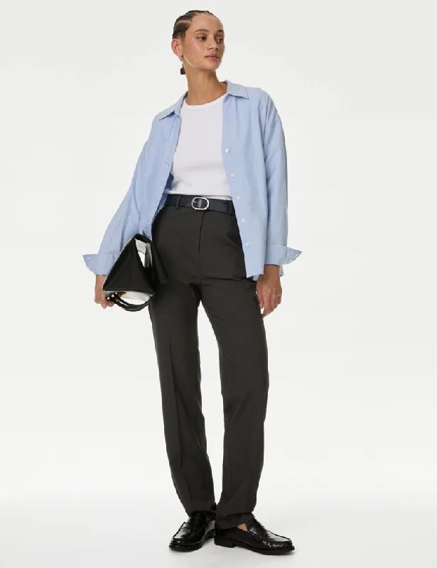 Straight Leg Trousers with Stretch Trousers Low Rise Relaxed