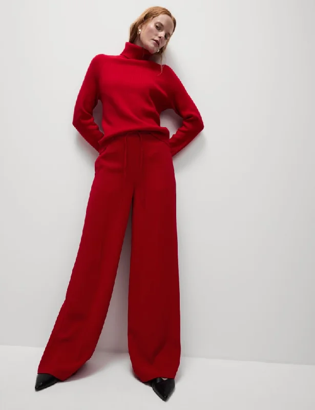 Crepe Elasticated Waist Wide Leg Trousers Trousers luxurious high-end