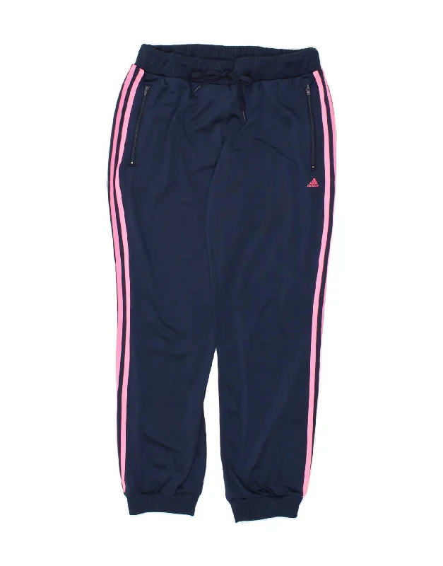 ADIDAS Womens Tracksuit Trousers Joggers UK 12/14 Medium Navy Blue Trousers Business Professional