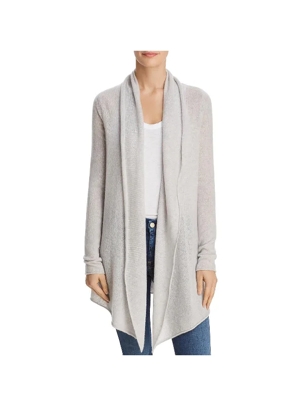 Womens Cashmere Open Front Cardigan Sweater Fitted Slim Tailored