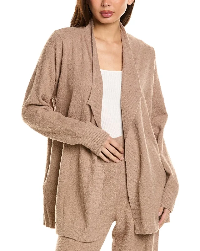 Donna Karan Fuzzy Sleep Cardigan Glossy Satin Silk