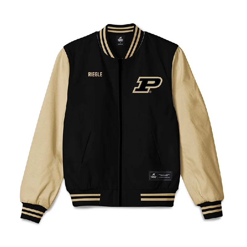 Purdue - NCAA Women's Track & Field : Melissa Riegle - Bomber Jacket Tiered Jacket Buttoned Jacket Zippered Jacket