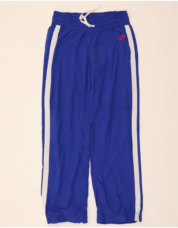 NIKE Womens Tracksuit Trousers US 8/10 Medium  Blue Polyester Trousers Bridal Satin