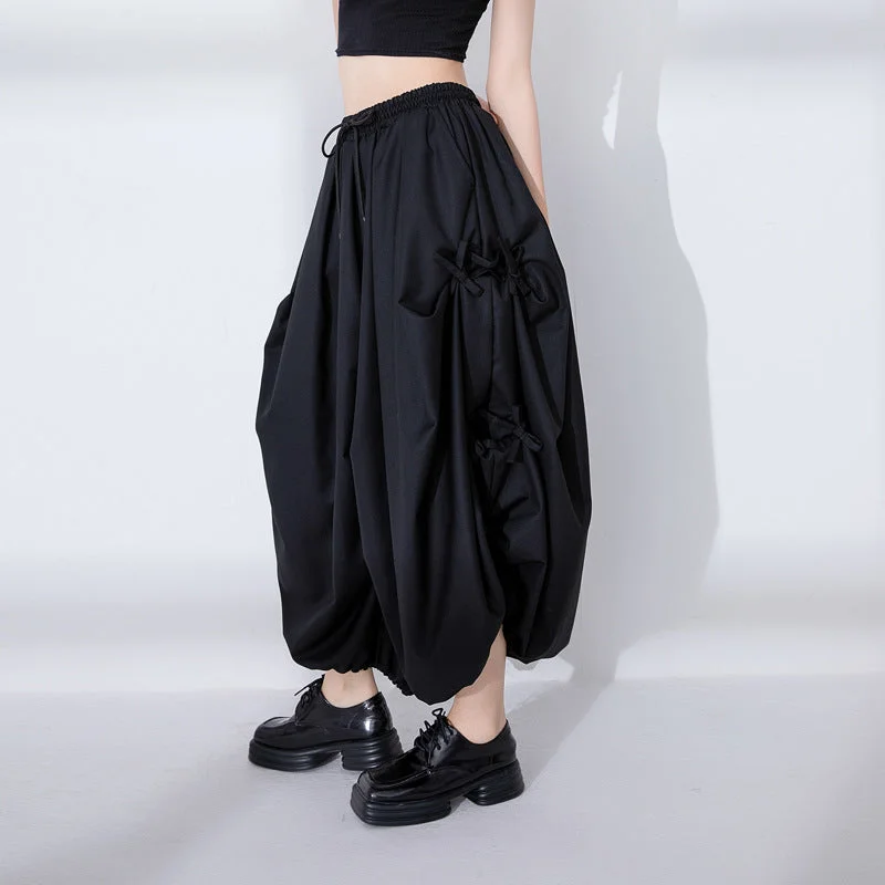 Casual Loose Tie Pleated Pants Fashionable Jogger Pants