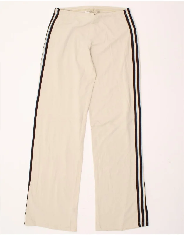 ADIDAS Womens Tracksuit Trousers Large  Off White Cotton Trousers practical durable