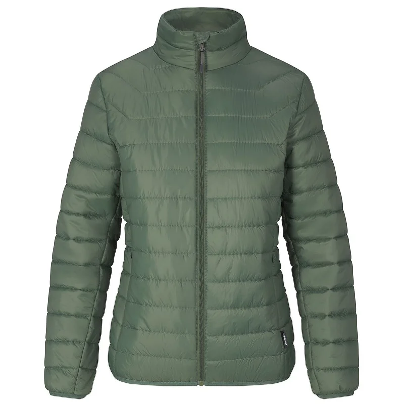 Landway Women's Fern Green Puffer Polyloft Jacket Satin Jacket Silk Jacket Chiffon Jacket