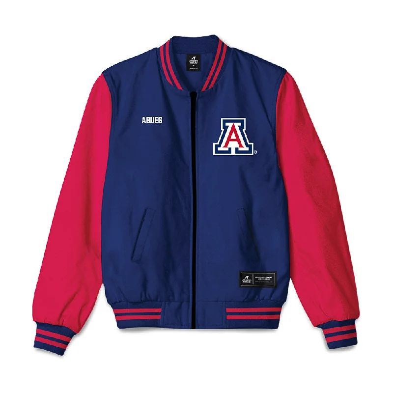 Arizona - NCAA Women's Track & Field : Malaya Abueg - Bomber Jacket Satin Fabric Silk Fabric Chiffon Fabric