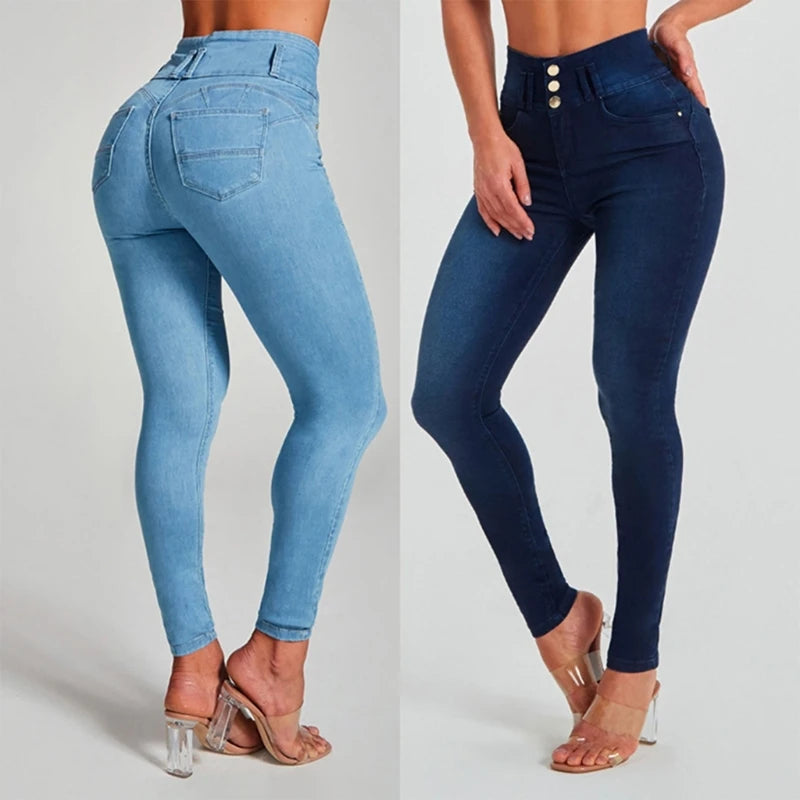 Womens Casual Skinny Jeans High Waisted Button Fly Pencil Pants Butt Liftting Ankle Length Denim Trousers with Pockets S4622795 Trousers fashionable chic