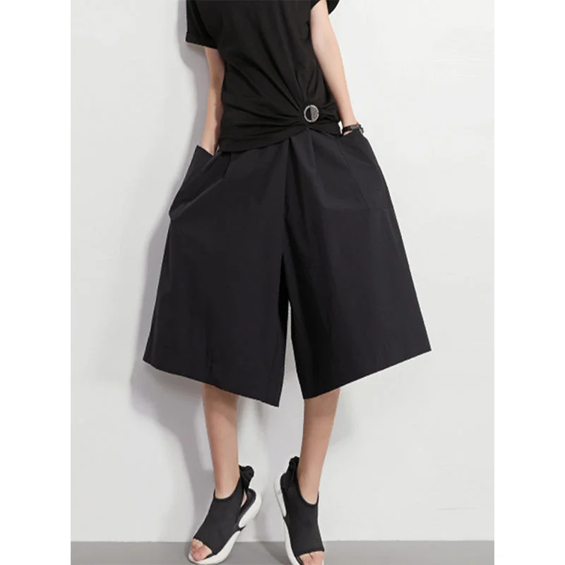 Large Pocket Wide-leg Pants Fashionable Sporty Pants