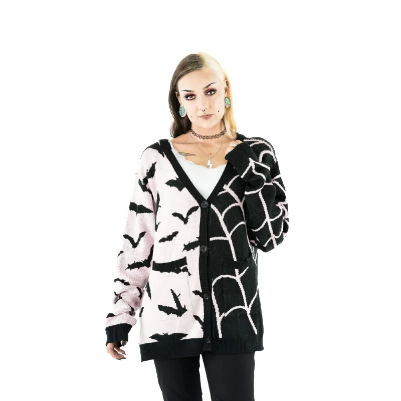 NOCTURN CARDIGAN - BLACK/PINK Spandex Blend Rayon Blend Denim Blend