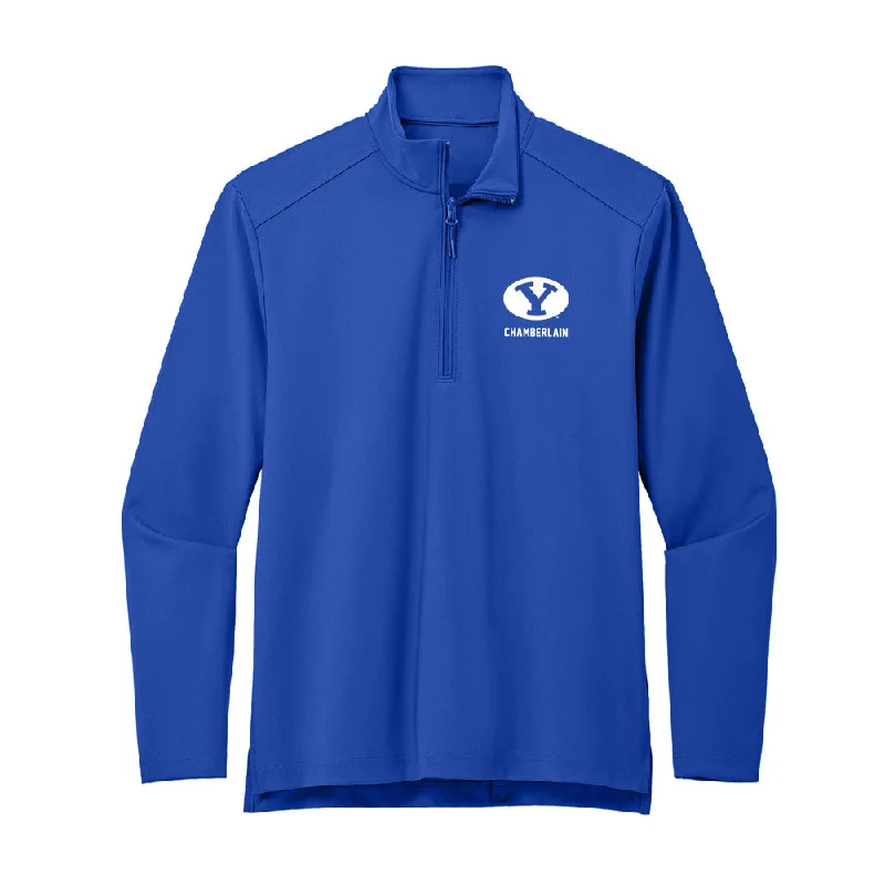 BYU - NCAA Women's Track & Field : Riley Chamberlain - Premium Quarter Zip Jacket Zip Front Button Front Snap Front