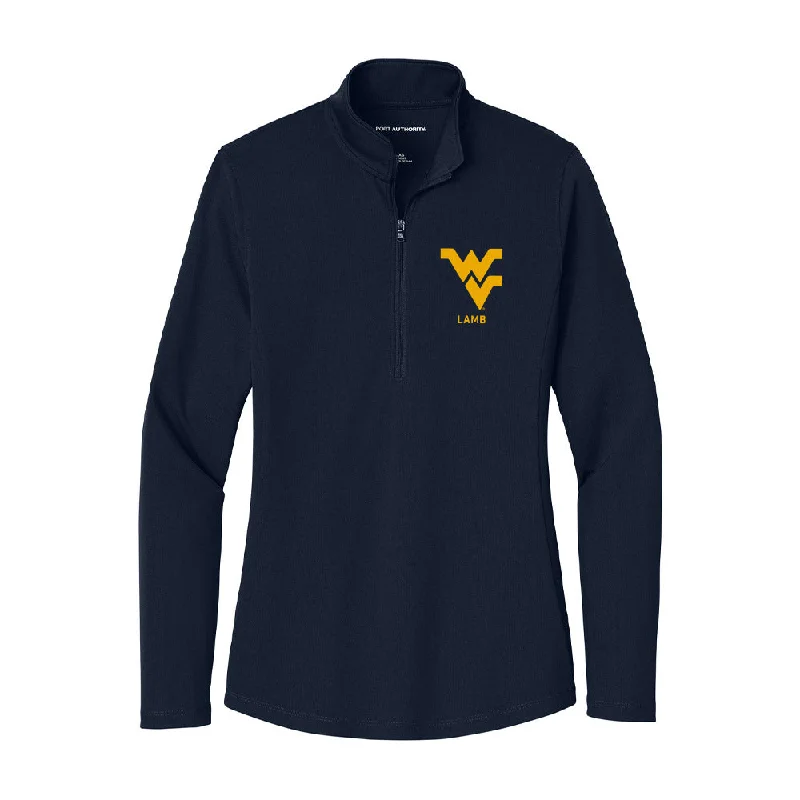 West Virginia - NCAA Women's Track & Field : Alexis Lamb - Women's Lightweight Quarter Zip Jacket Faux Fur Fabric Real Fur Fabric Shearling Fabric