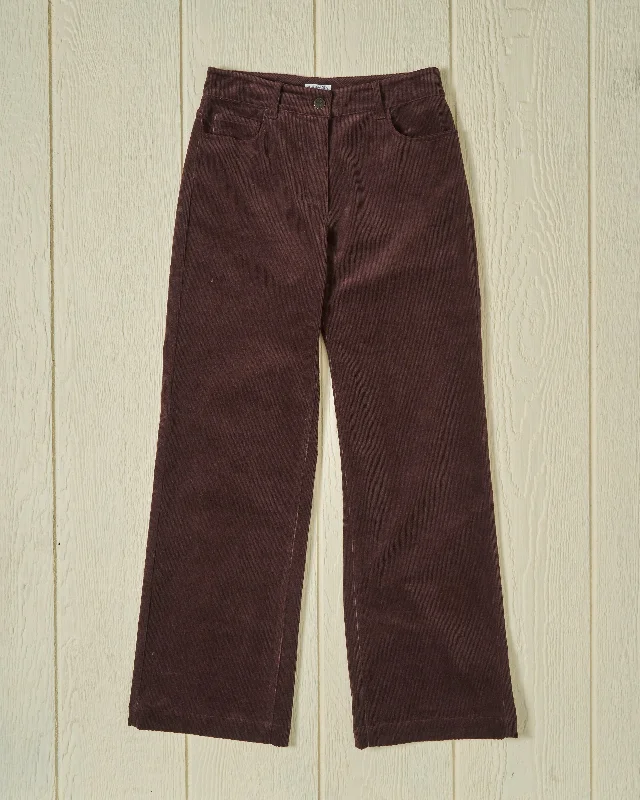 Women's Five Pocket Pant in Brown Corduroy High-Waist Yoga Pants