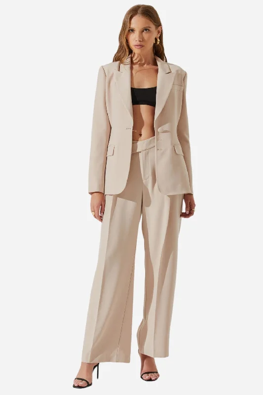 ASTR The Label Rubina Criss-cross Waist Wide Leg Pants in Natural Formal Linen Trousers